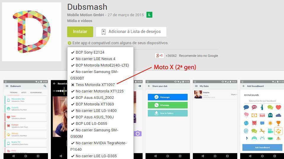 Alguns smartphones Android populares são incompatíveis com o Dubsmash.