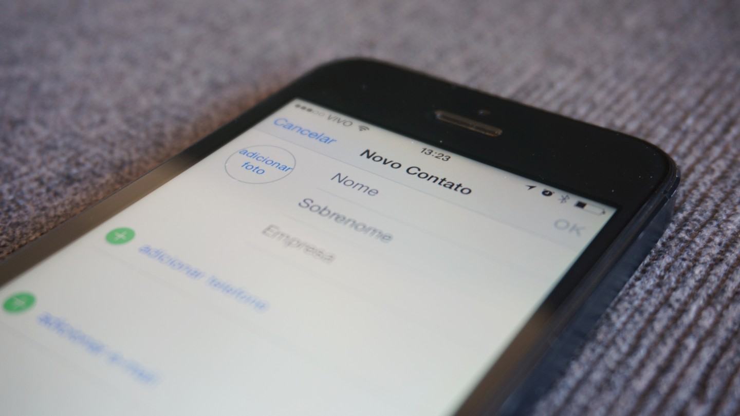 Novo contato no iOS 8.