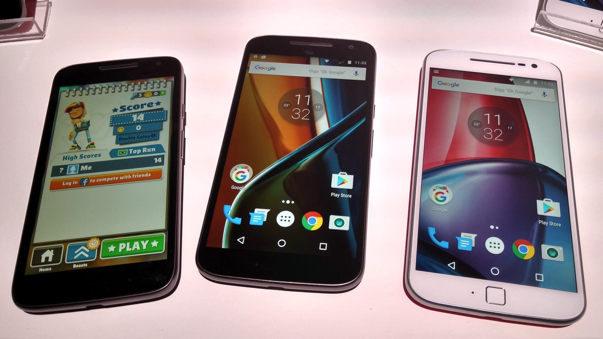 Moto G Play, Moto G e Moto G Plus.