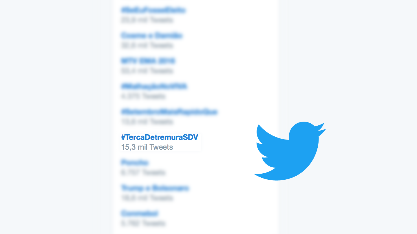 Hashtag de Denise Tremura nos trending topics do Twitter.