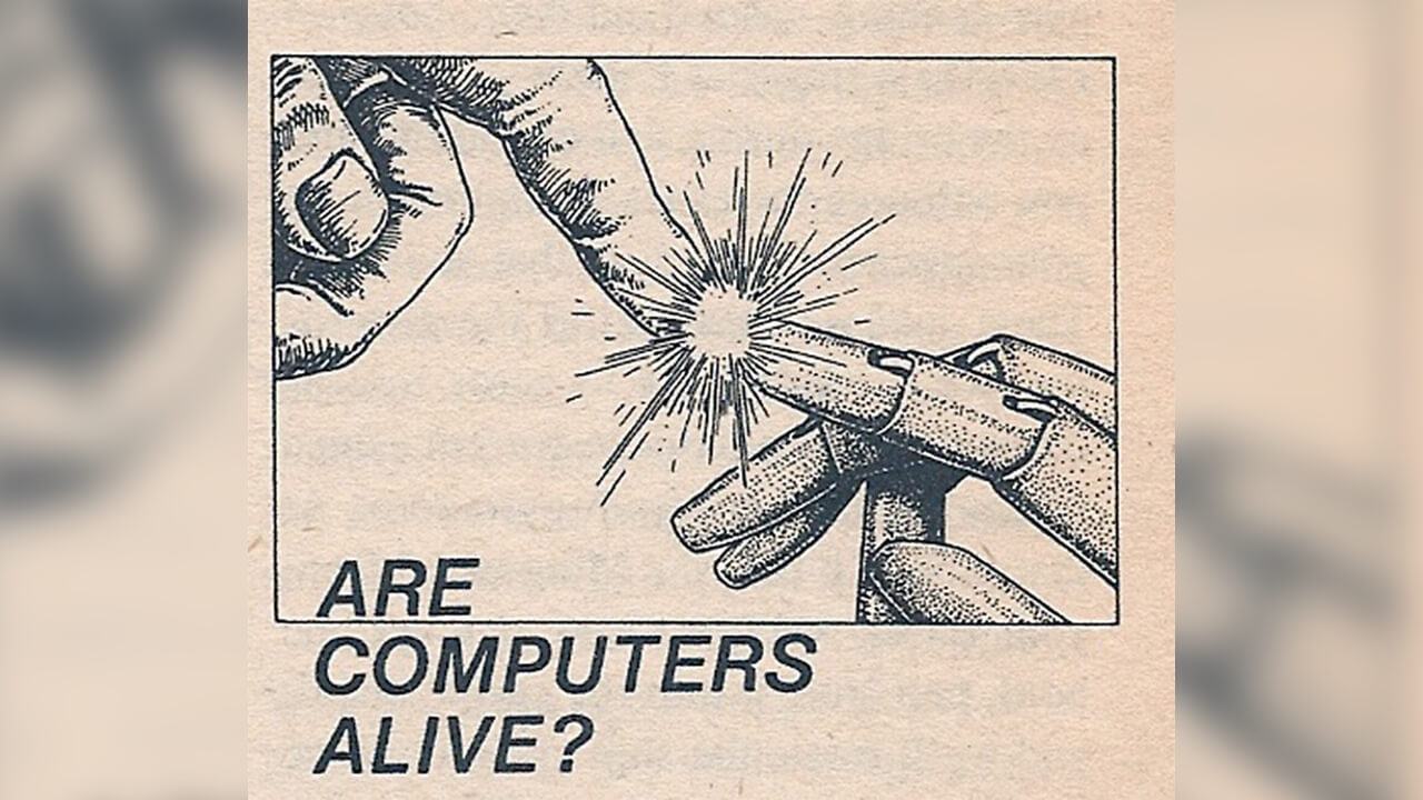 Dedos de um humano e de um robô se tocando.