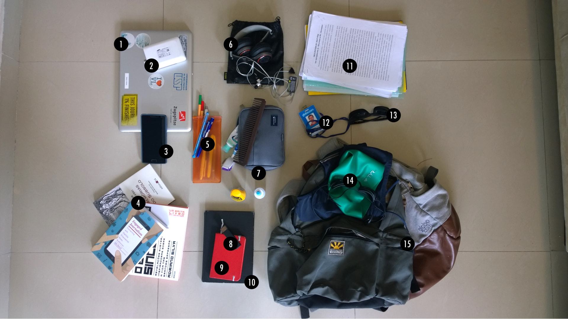 O que tem na mochila do Fabrício Vitorino.