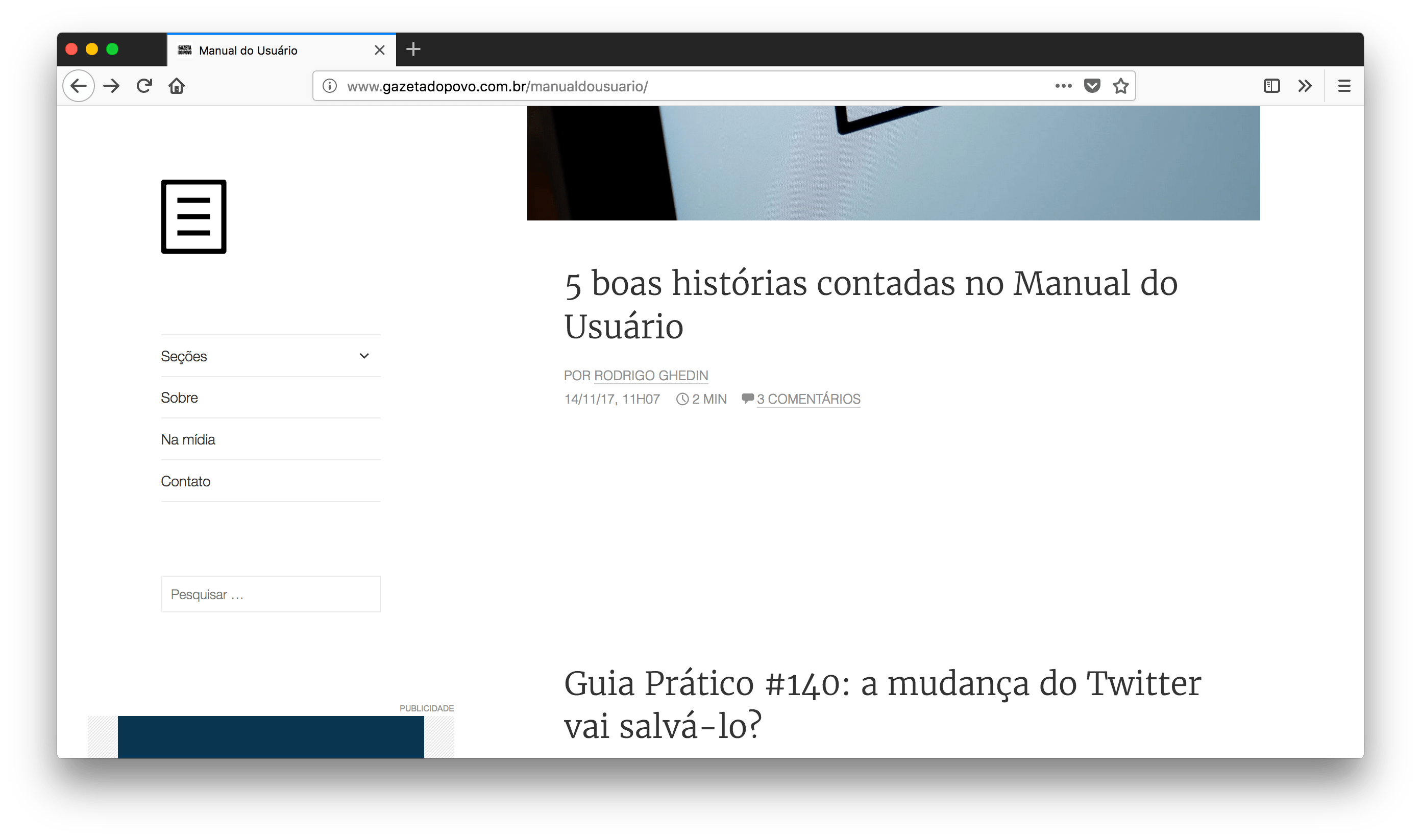 Manual do Usuário aberto no Firefox Quantum, no macOS.