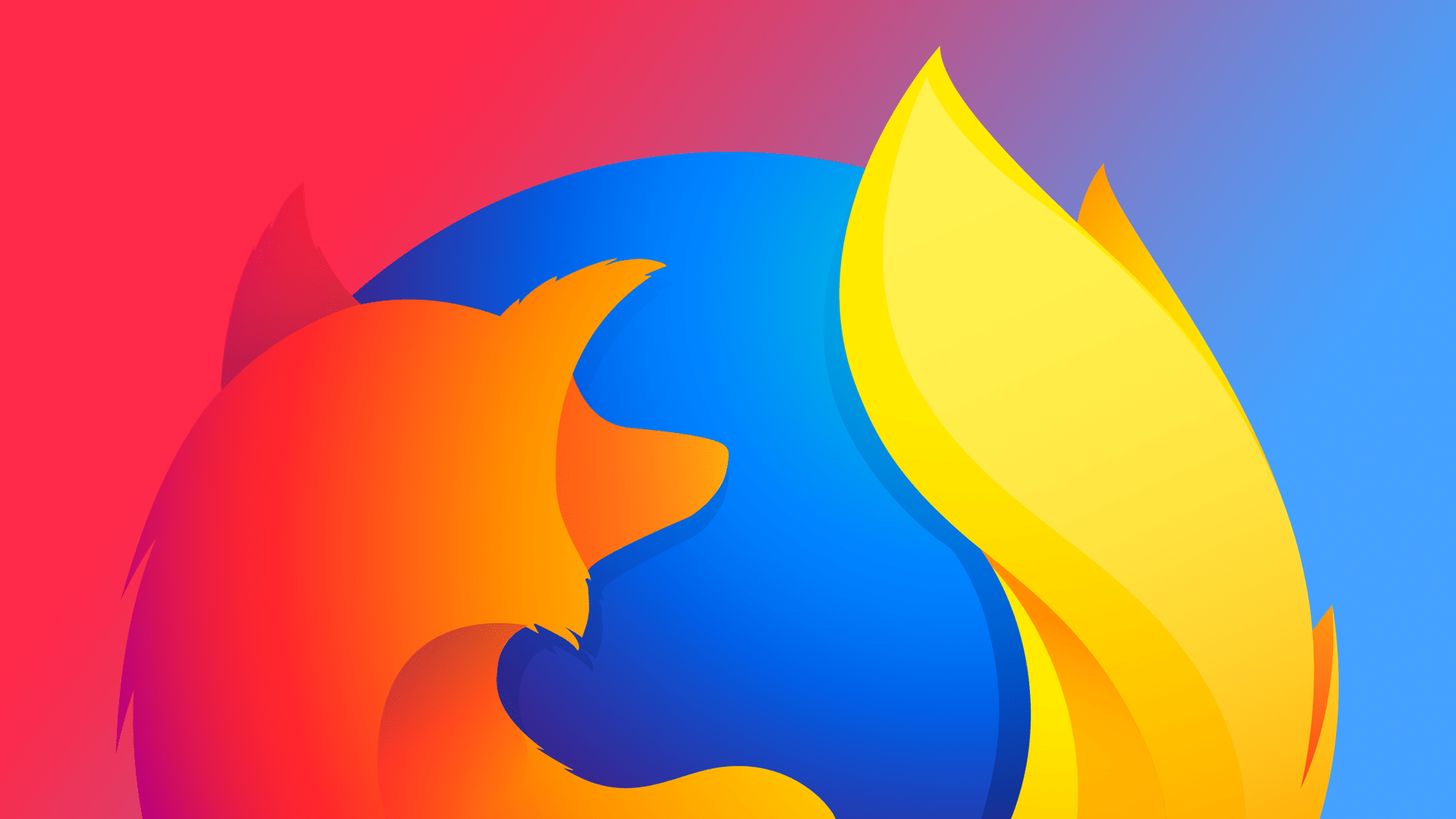 Logo do Firefox contra fundo vermelho e azul.