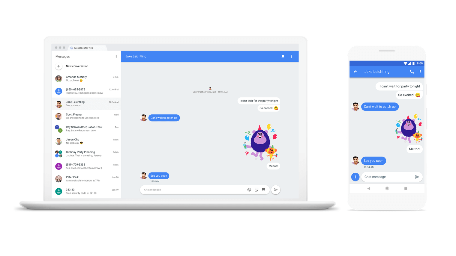 App Mensagens no notebook e smartphone.