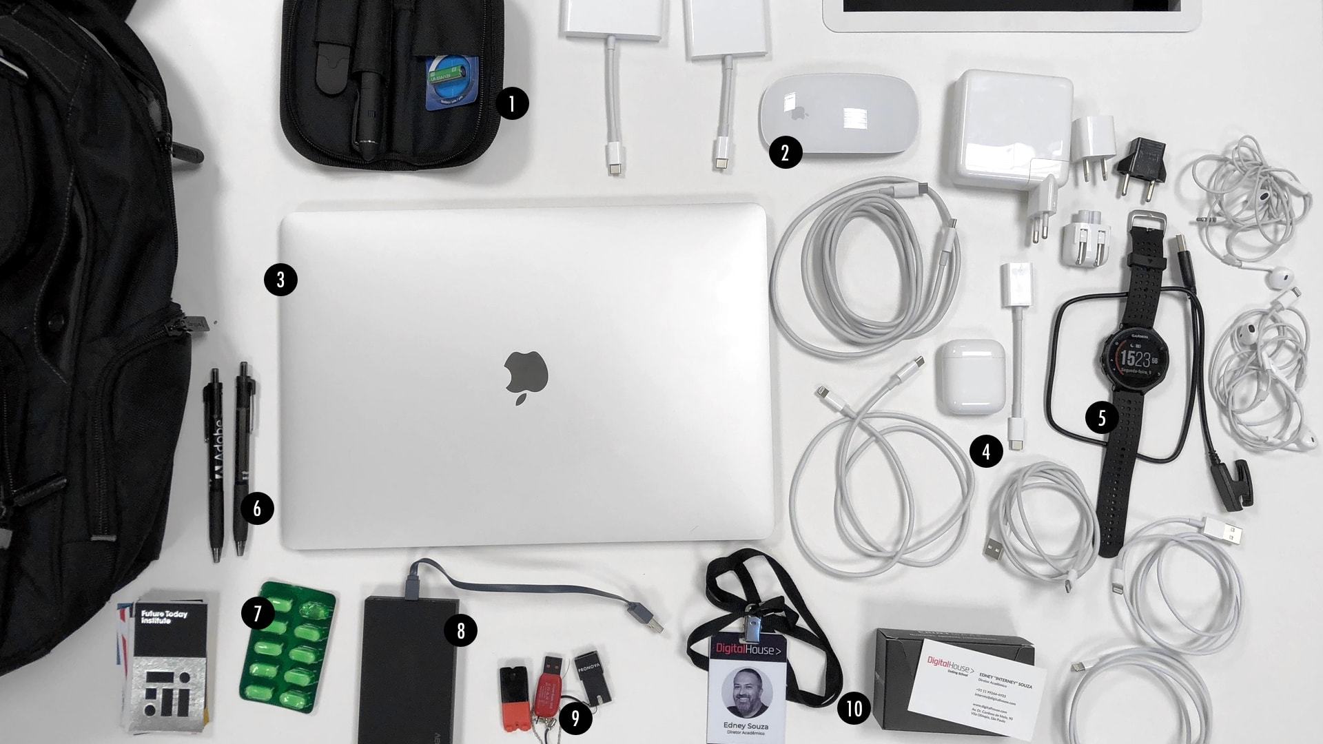 Conteúdo da mochila do Edney InterNey Souza.