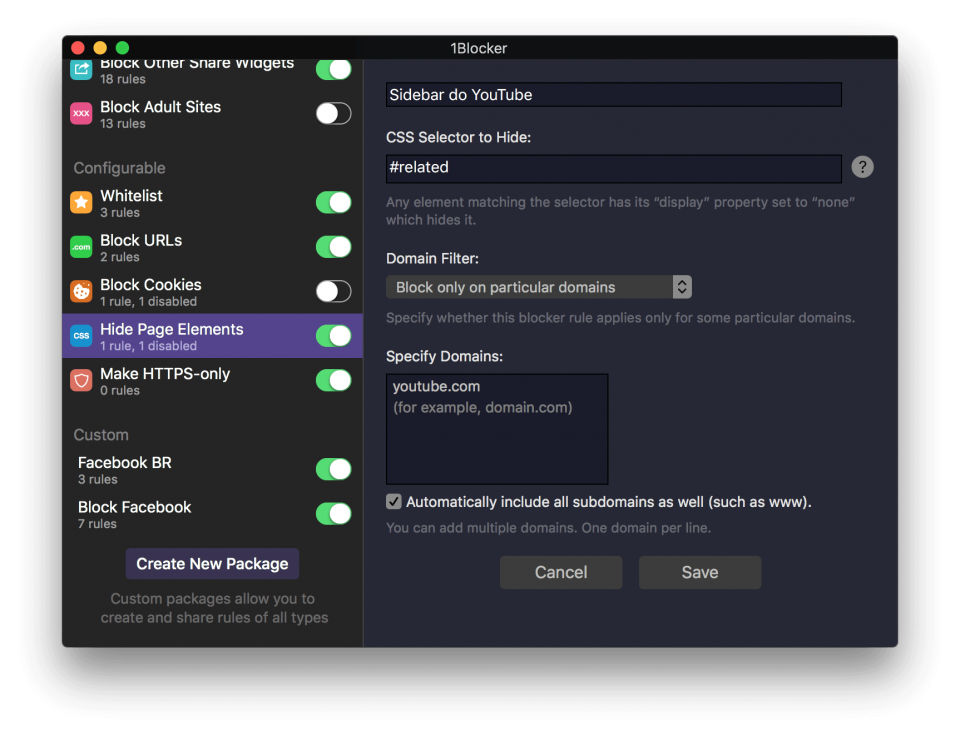 1Blocker sem vídeos relacionados no YouTube.