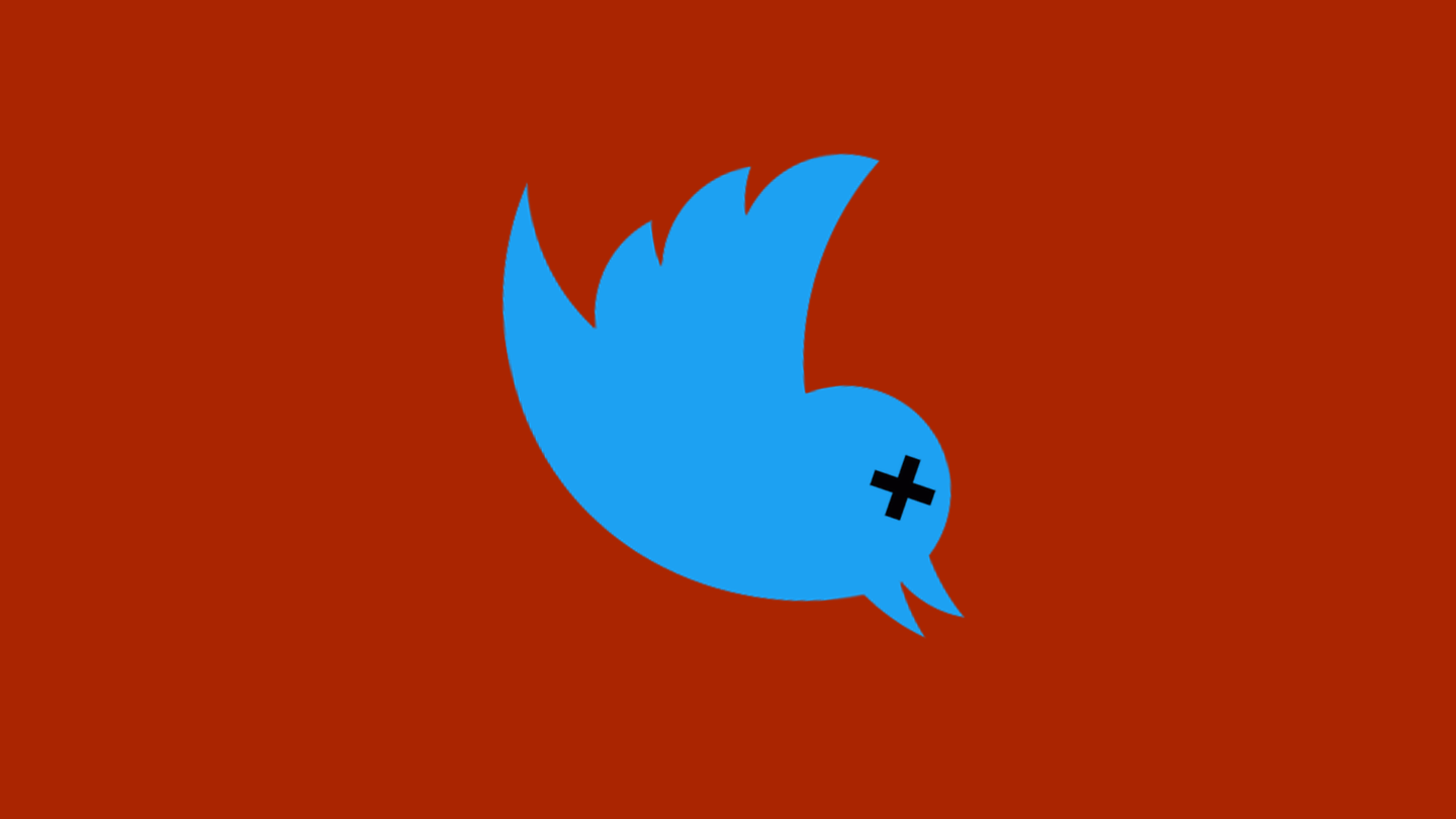 Logo do Twitter em queda.