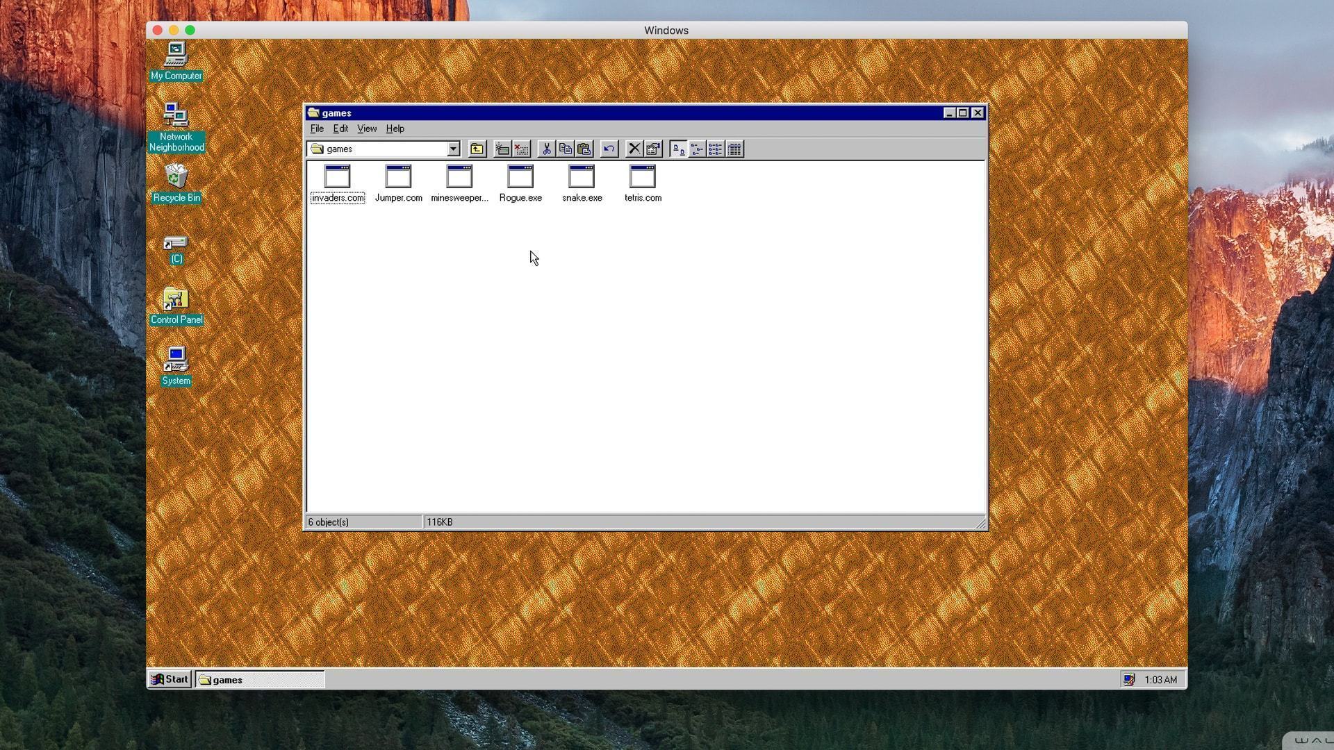 Windows 95 na forma de app rodando no macOS.