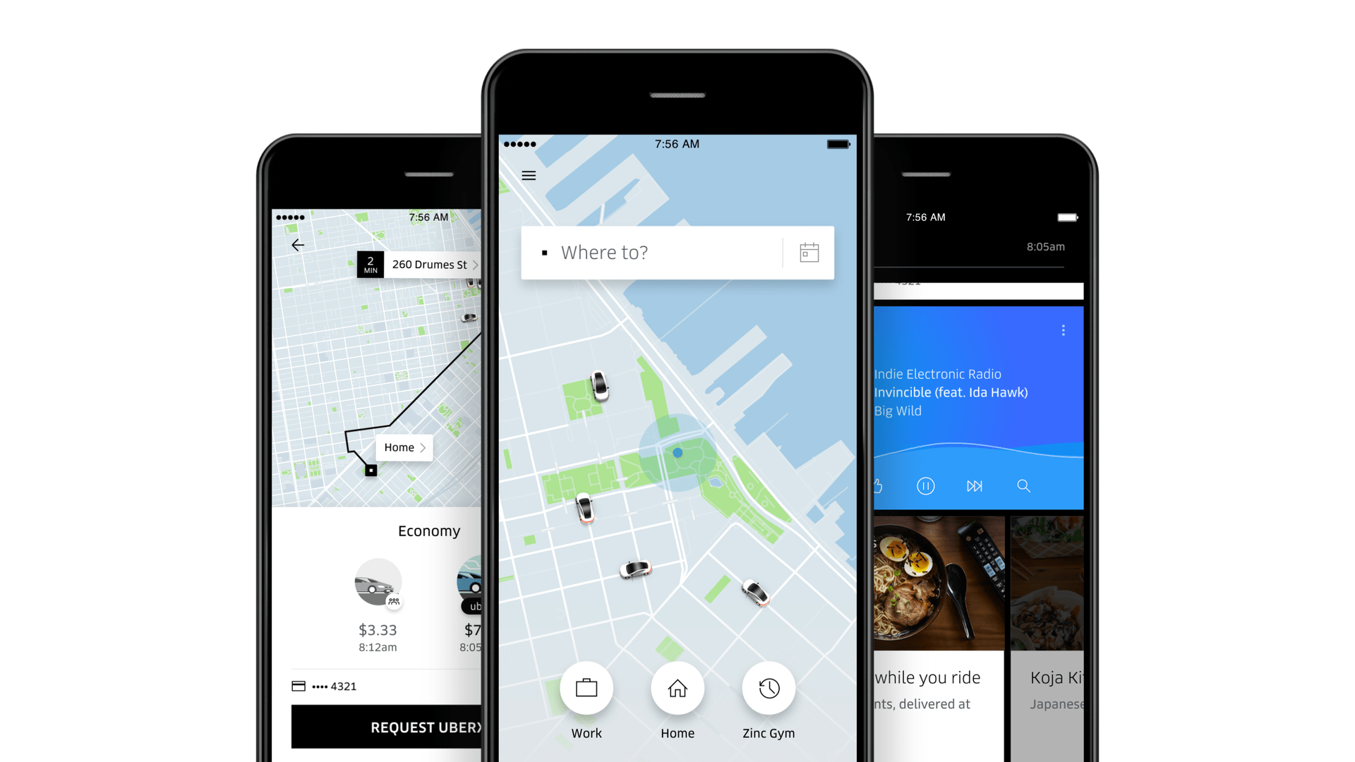 Prints do aplicativo oda Uber.