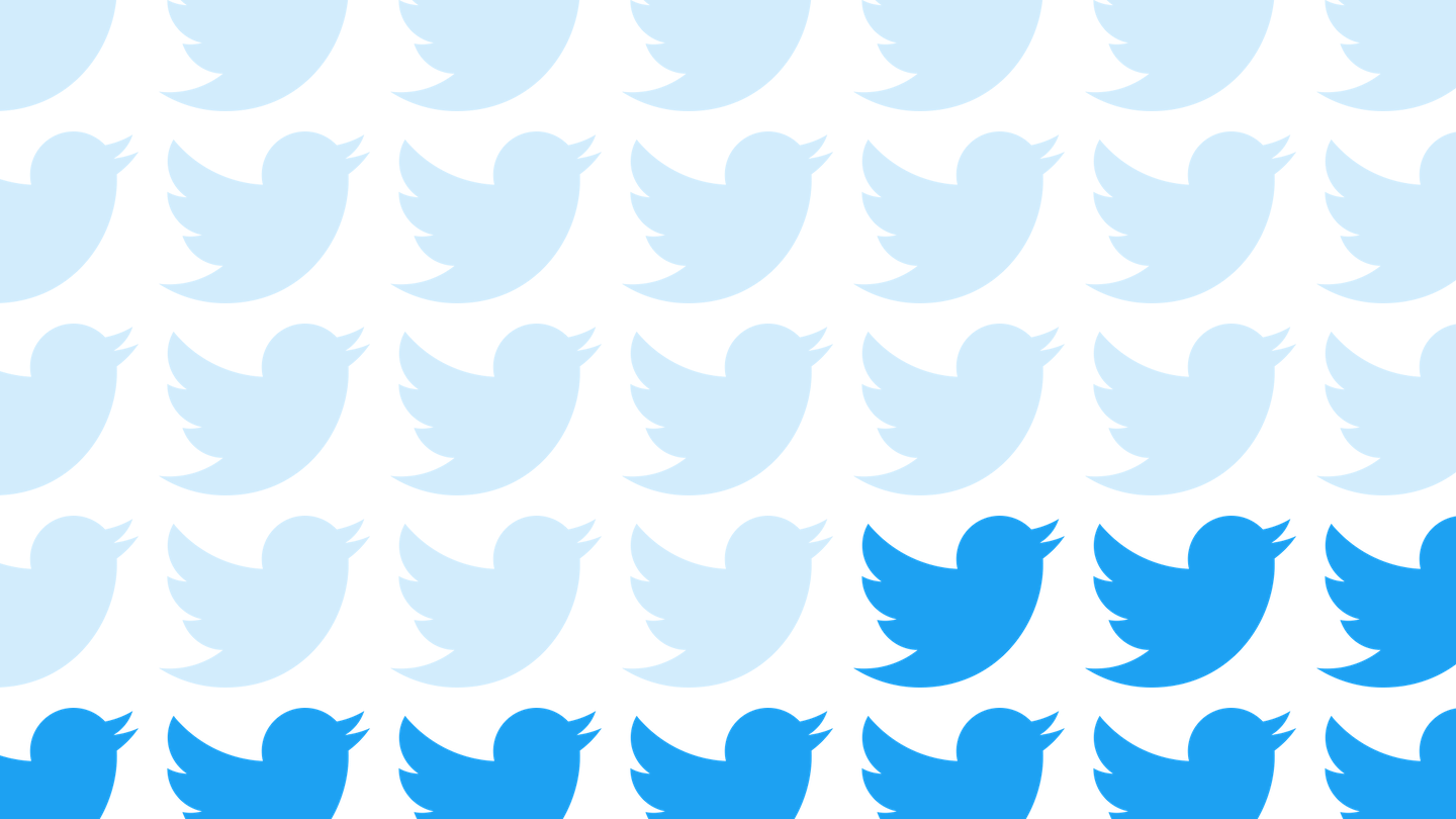 Vários passarinhos do Twitter, alguns semi-transparentes passando a ideia de que foram excluídos.