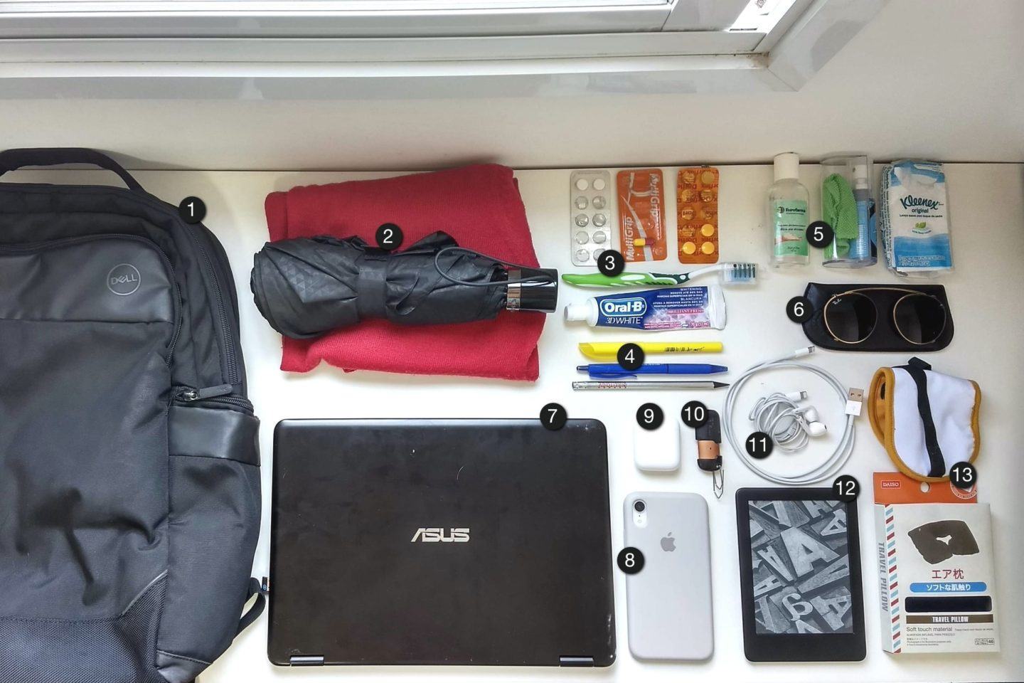 Conteúdo da mochila do Leonardo Ávila.