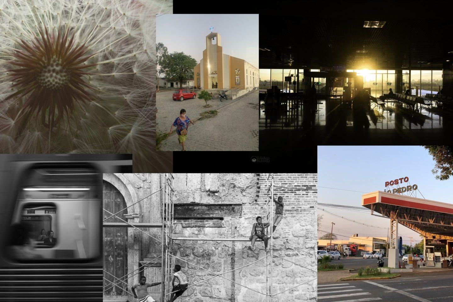 Seis fotos diversas (as do post) dispostas de modo mais ou menos ordenado contra um fundo preto.