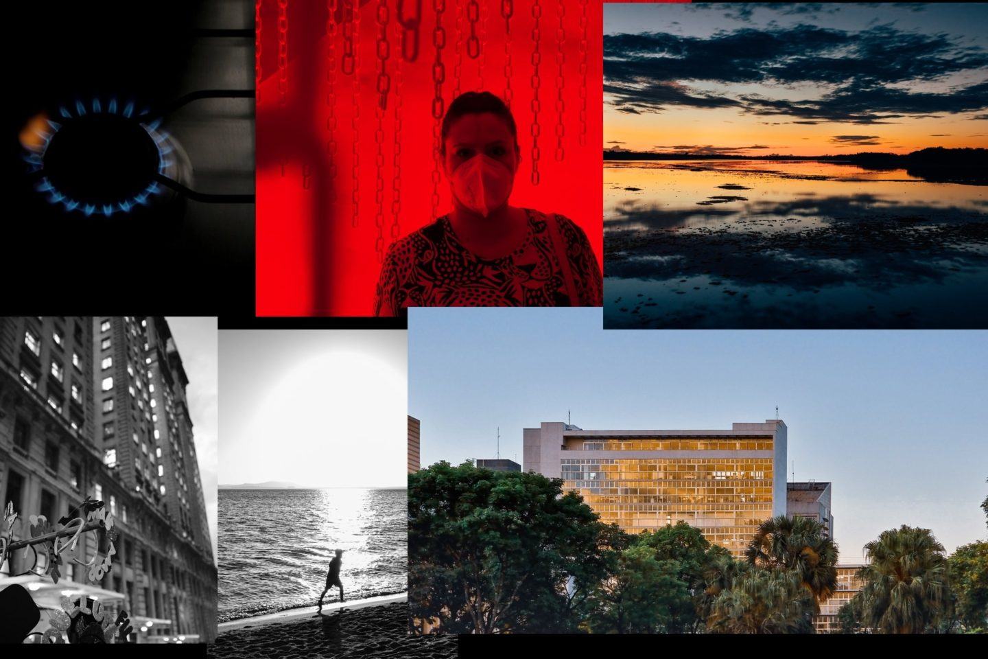 Seis fotos diversas (as do post) dispostas de modo mais ou menos ordenado contra um fundo preto.