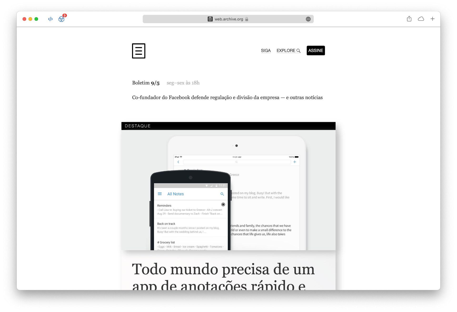 Leiaute em coluna única, baseado no Underscores, do Manual em 2019.