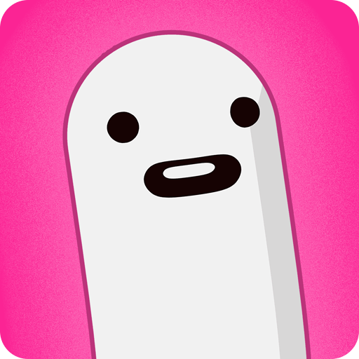 Ícone do “Holedown” para Android: ponta de um cabo branco com um rosto, contra fundo rosa.