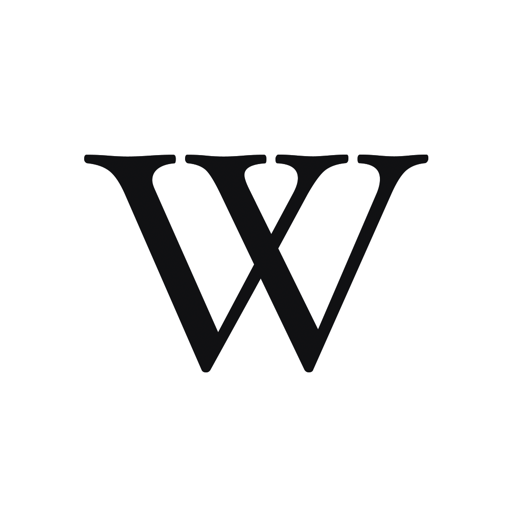 Logo da Wikipédia, um grande “W” em fonte serifada.