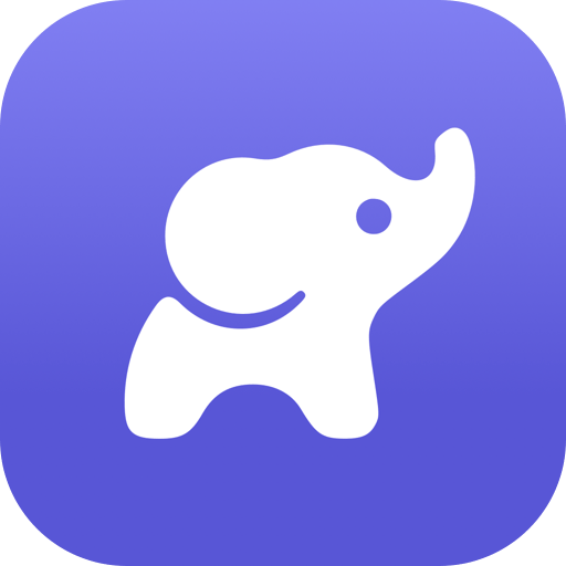 Ícone do Mastoot: elefante branco, de perfil, contra fundo roxo.