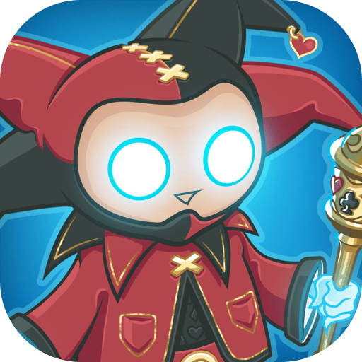 Ícone de “Solitairica”: um bobo da corte segurando um cetro, com olhos brilhantes.