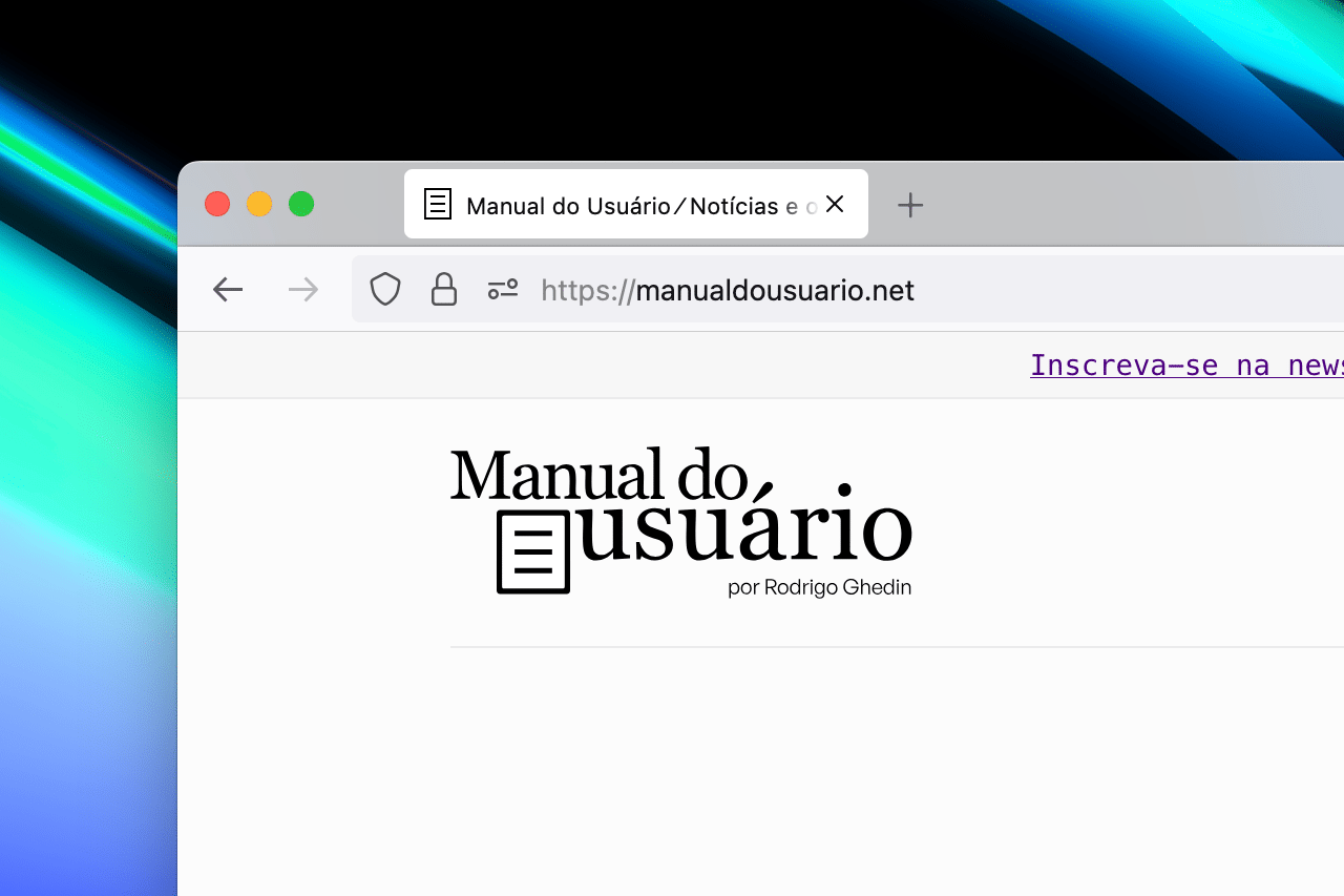 Print parcial do Firefox no macOS, com a barra de abas translúcida, aberto no site do Manual do Usuário