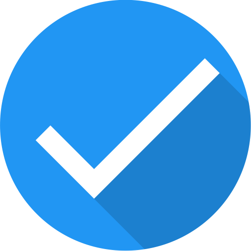 Logo do Tasks, um “check” branco dentro de um círculo azul.