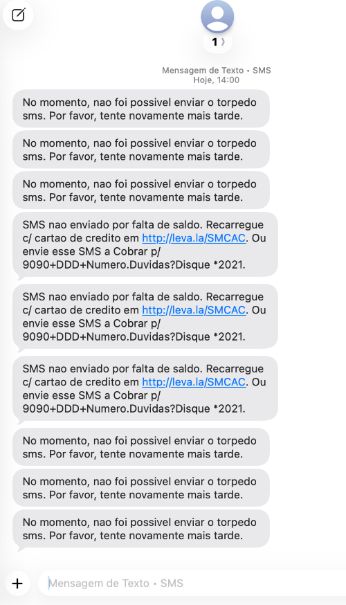 Several messages warning that a message sent to the group cannot be delivered to several recipients.